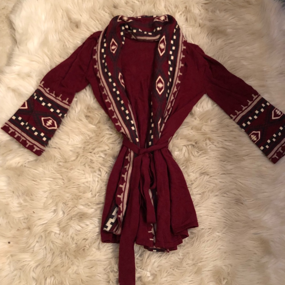 Aztec cardigan with tie
